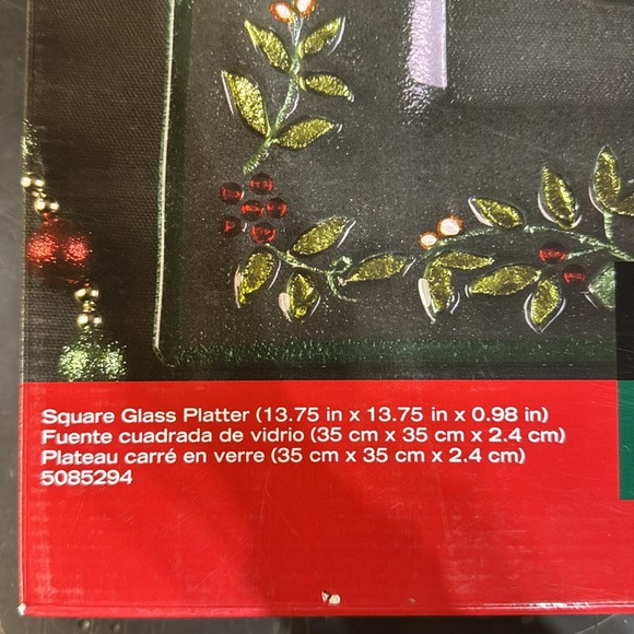 NWT Vintage Discontinued Pfaltzgraff Winterberry Square Christmas Tree Platter - Picture 2 of 3